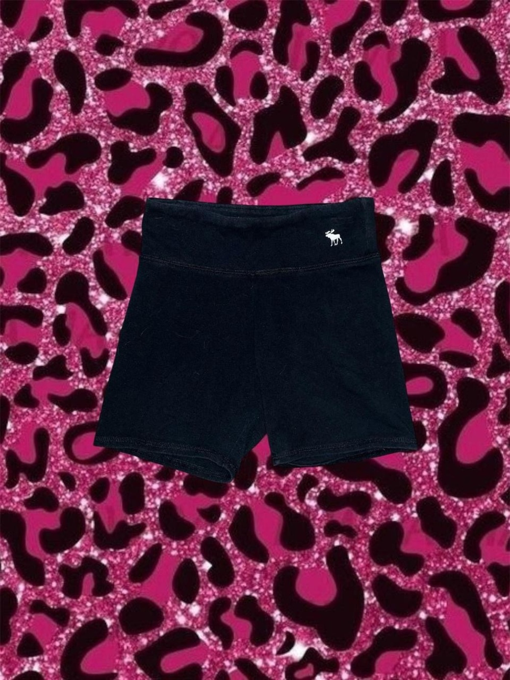 Abercrombie & Fitch Black Logo High-Waist Bike Shorts
